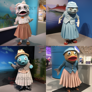 nan Cod mascot costume character dressed with Pleated Skirt and Cufflinks
