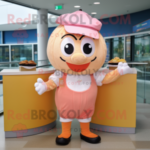 Peach Cupcake mascot costume character dressed with Oxford Shirt and Headbands