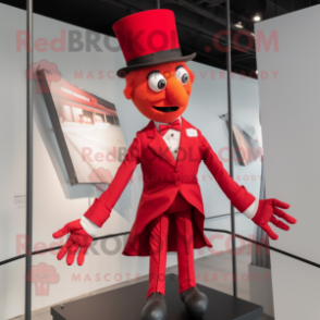 Red trapeze artist mascot costume character dressed with Suit Jacket and Ties