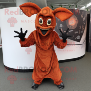 Rust Devil mascot costume character dressed with Wrap Dress and Caps