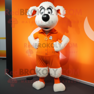 Orange Sheep mascot costume character dressed with V-Neck Tee and Ties