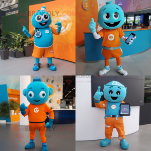 Cyan Orange maskot kostume...