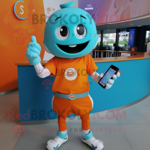 Cyan Orange maskot kostym...