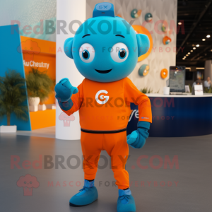 Cyan Orange maskot kostym...