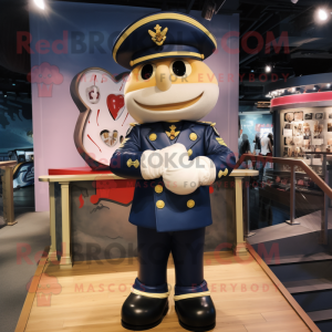 Navy Heart mascot costume character dressed with Moto Jacket and Berets