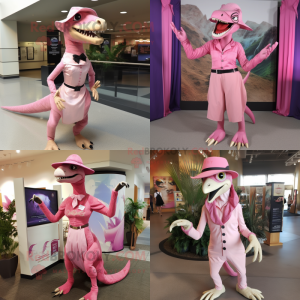 Pink Utahraptor maskot...