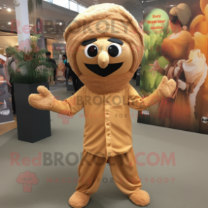 Tan Tikka Masala mascot costume character dressed with Jumpsuit and Hats