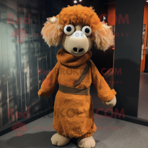 Rust Sheep mascot costume character dressed with Empire Waist Dress and Hair clips