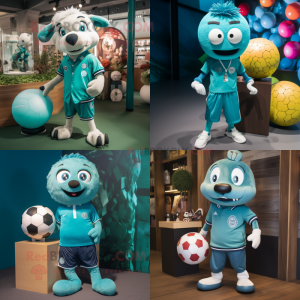 Teal voetbal mascotte...