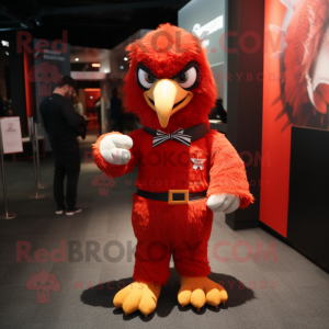 Red Eagle mascot costume character dressed with Playsuit and Ties