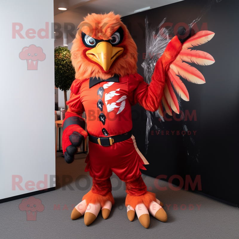Red Eagle mascot costume character dressed with Playsuit and Ties