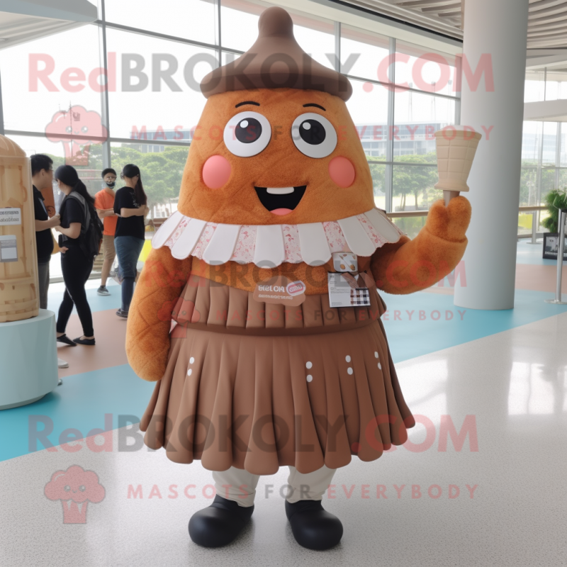 Rust Ice cream mascot costume character dressed with Pleated Skirt and Watches