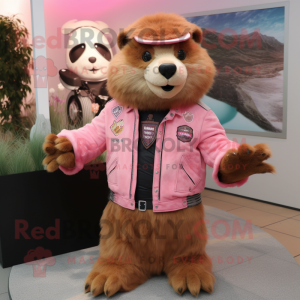 Rosa Biber Maskottchen...