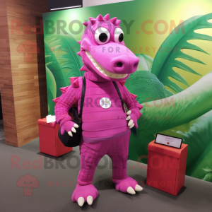 Magenta krokodille maskot...