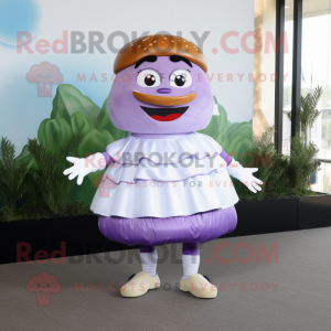 Lavender Hamburger mascot costume character dressed with A-Line Skirt and Anklets