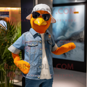 Orange Gull maskot kostym...