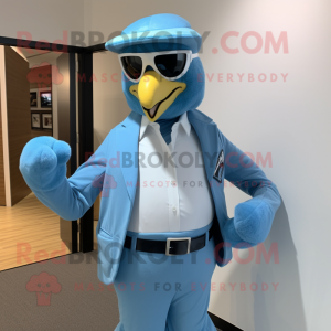 Sky Blue Hawk maskot drakt...