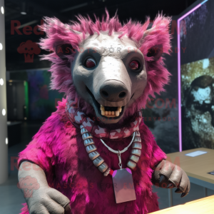 Magenta Hyena maskot kostym...