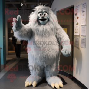 Gray Yeti mascot costume character dressed with Empire Waist Dress and Foot pads