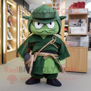 Skoggrønn Samurai maskot...