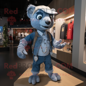 Silver Bracelet mascot costume character dressed with Denim Shorts and Mittens
