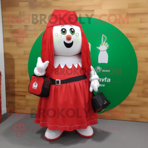 Red Irish flag mascot costume character dressed with Maxi Skirt and Tote bags