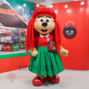 Red Irish flag mascot costume character dressed with Maxi Skirt and Tote bags