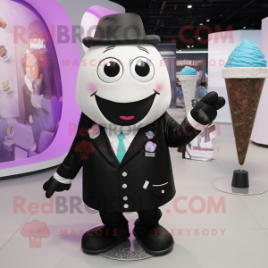 Black ice cream cone mascot costume character dressed with Dress Shirt and Brooches