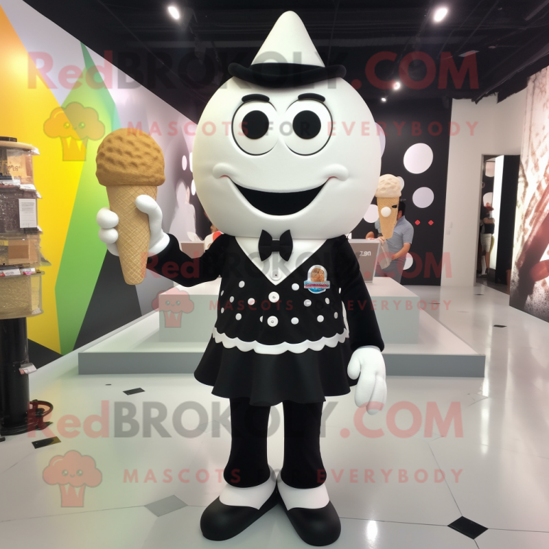 Black ice cream cone mascot costume character dressed with Dress Shirt and Brooches