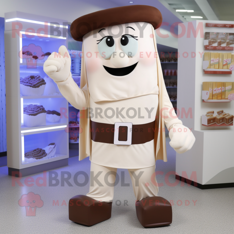 Cream chocolate bars mascot costume character dressed with Capri Pants and Cummerbunds