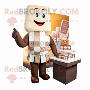 Cream chocolate bars mascot costume character dressed with Capri Pants and Cummerbunds