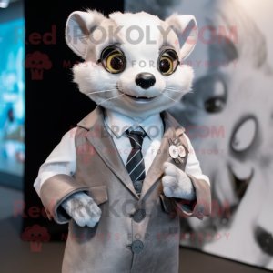 Silver Ferret maskot kostym...