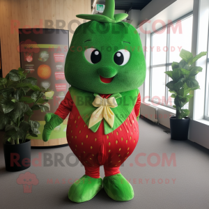 Grön Strawberry maskot...