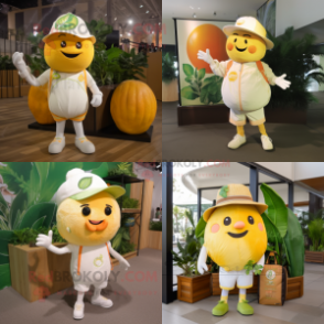 White Grapefruit mascot costume character dressed with Cargo Shorts and Hairpins