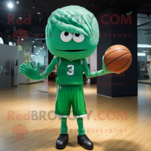 Personaje de disfraz de mascota de pelota de baloncesto verde vestido con  camiseta gráfica y horquillas - Disfraces de mascotas -   Tamaño L (175-180 CM)