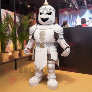 White medieval knight mascot costume character dressed with Tank Top and Hairpins