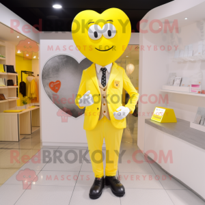 Yellow Heart maskot kostume...