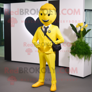 Yellow Heart maskot kostume...