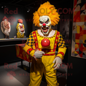 Geel kwaad clown mascotte...