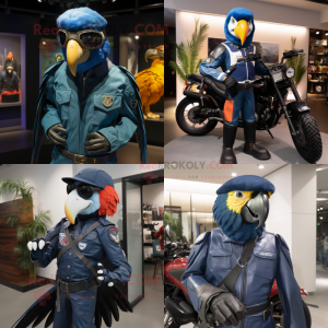 Marinblå Macaw- maskotdräkt...