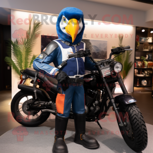 Navy Macaw maskot kostume...