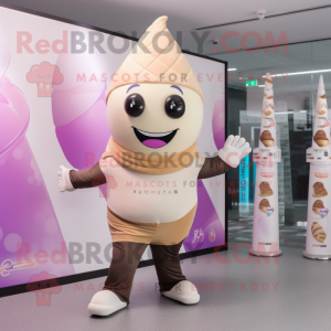 Tan ice cream cone mascot costume character dressed with Yoga Pants and Scarves