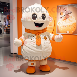 Cream Orange mascot costume character dressed with Parka and Hairpins