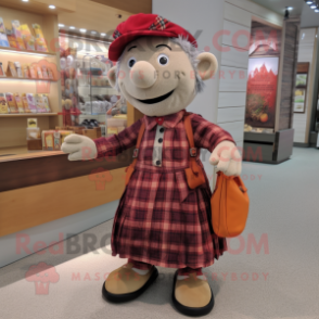 nan Pepper mascot costume character dressed with Flannel Shirt and Coin purses