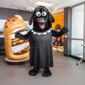 Black hot dog mascot costume character dressed with Tank Top and Wraps