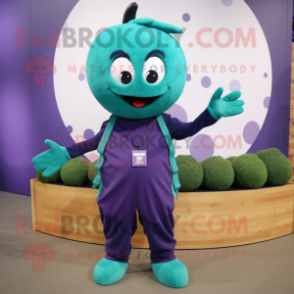 Teal Grape mascot costume character dressed with Tank Top and Shoe laces