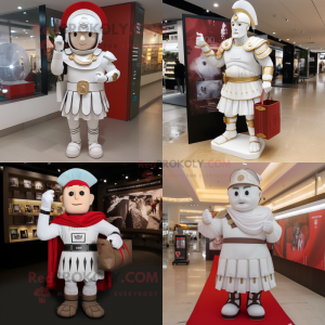 White roman soldier mascot costume character dressed with Shift Dress and Handbags