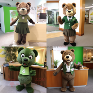 Olive Bear maskot kostume...