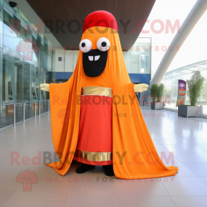 Orange Enchiladas mascot costume character dressed with Evening Gown and Scarf clips