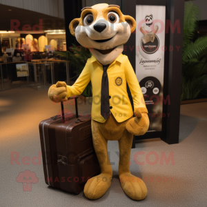 Gold Meerkat maskot kostume...